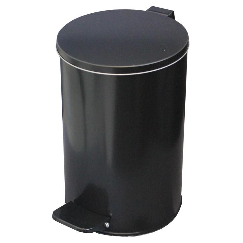 Ведро для мусора с педалью 10 л оцинкованная сталь черное (20х31 см) NoName