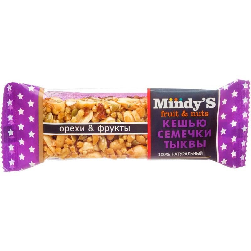 Батончик Mindy's с кешью и семенами тыквы 35 г (30 штук в упаковке) Mindy'S