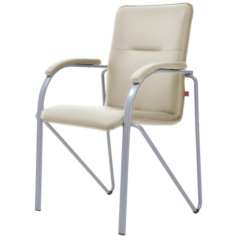 Конференц-кресло Samba Silver светло-бежевое (искусственная кожа, металл серебрянный) NoName