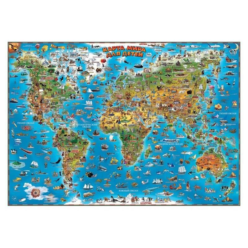 Настенная карта мира для детей АГТ Геоцентр