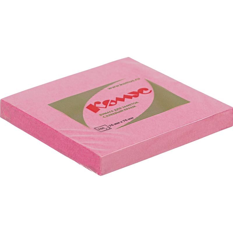 Стикеры Комус 76x76 мм пастельные розовые (1 блок на 100 листов)
