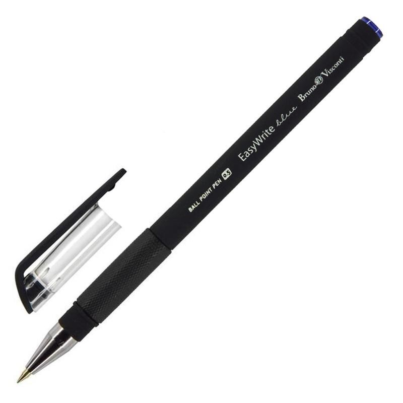 Ручка шариковая неавтоматическая Bruno Visconti EasyWrite Black синяя (толщина линии 0.5 мм) (артикул производителя 20-0