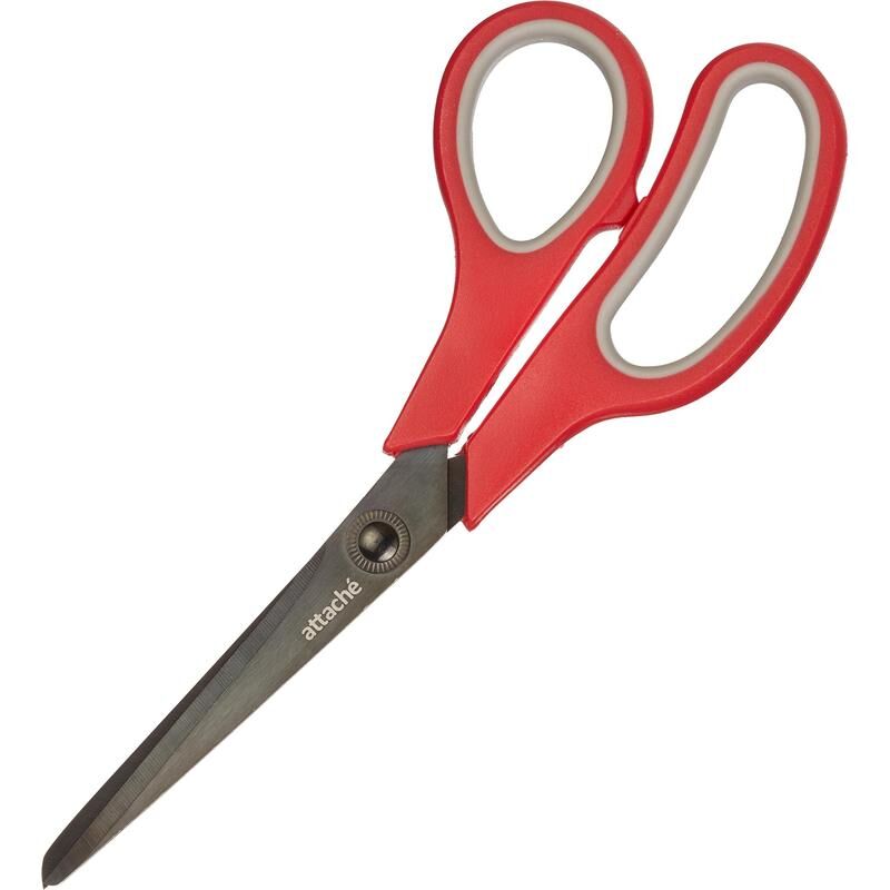 Ножницы 190 мм Attache Comfort с пластиковыми анатомическими ручками красного/серого цвета