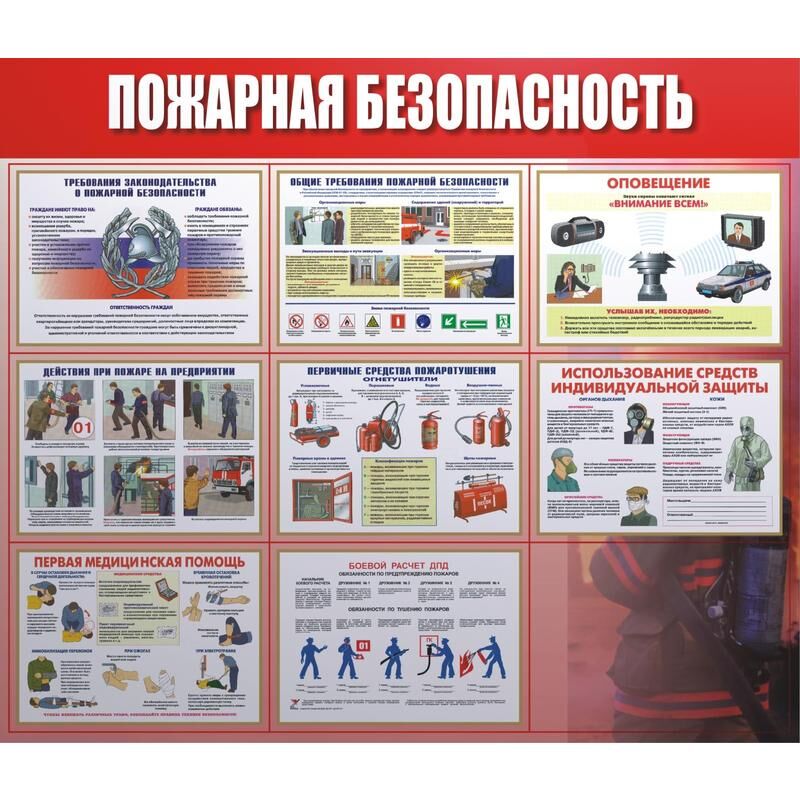 Информационный стенд-плакат Пожарная безопасность (920x800 мм) NoName