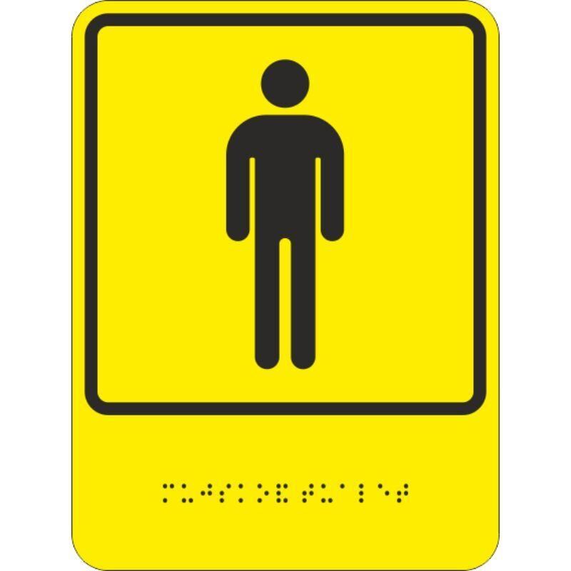 Знак безопасности Знак обозначения мужского общественного туалета ТП11 (200х150 мм, пластик, тактильный) Технотерра