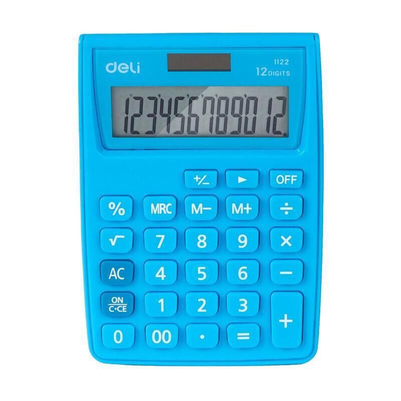 Калькулятор карманный Deli 1122 12-разрядный голубой 119x86x29 мм