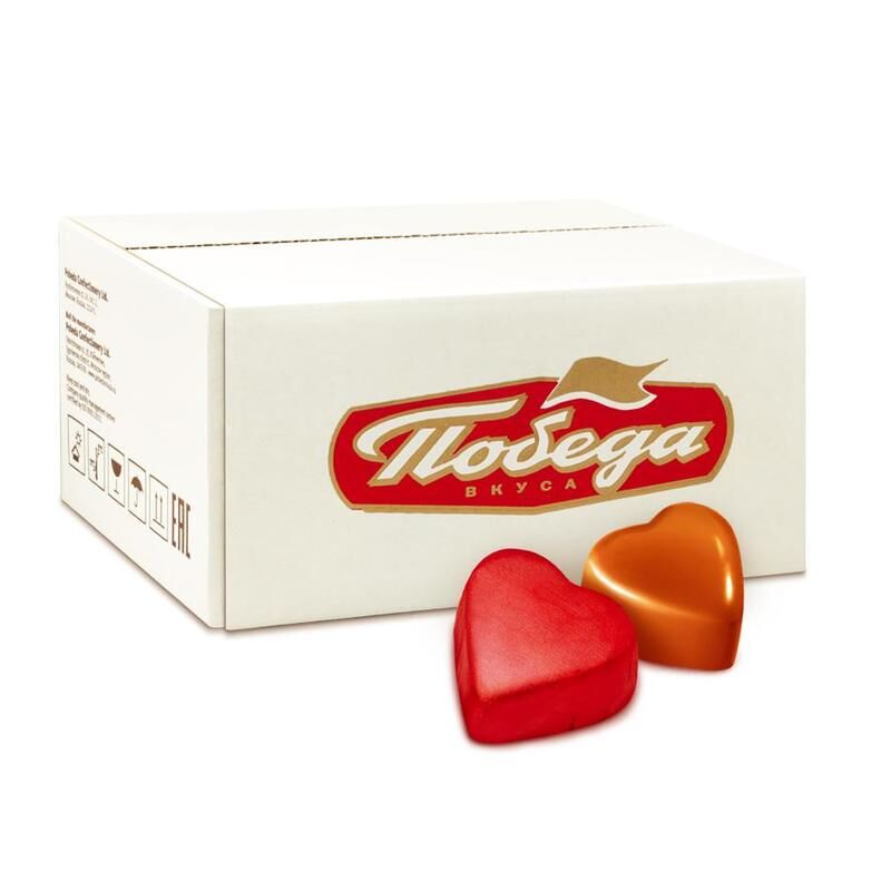 Конфеты шоколадные Сердечки красные 1.8 кг Победа вкуса