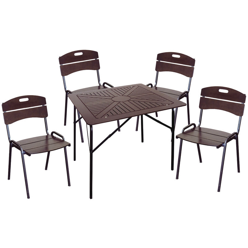 Набор мебели Толедо 2 коричневый/черный (стол, 4 кресла) NoName