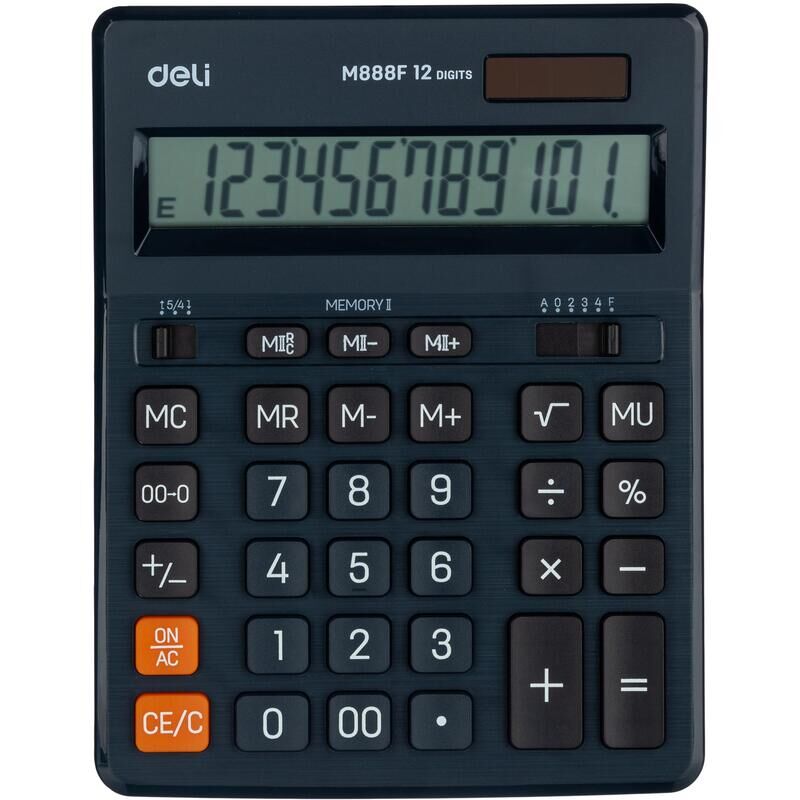 Калькулятор настольный Deli M888 12-разрядный синий 202x159x31 мм