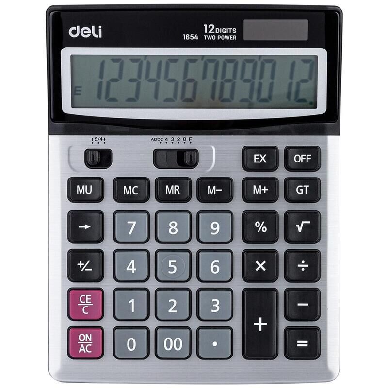 Калькулятор настольный Deli 1654 12-разрядный серебристый 186x147x40 мм