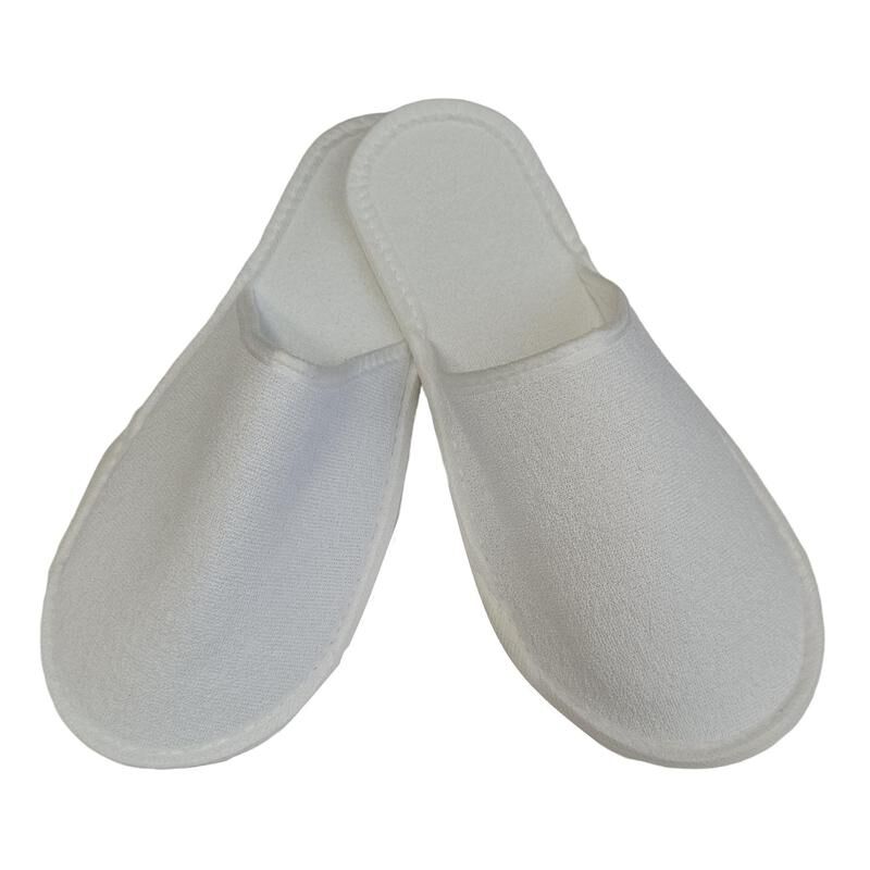 Тапочки одноразовые махровые закрытый мыс подошва ЭВА 3.5 мм белые Стандарт 100 пар в упаковке NoName