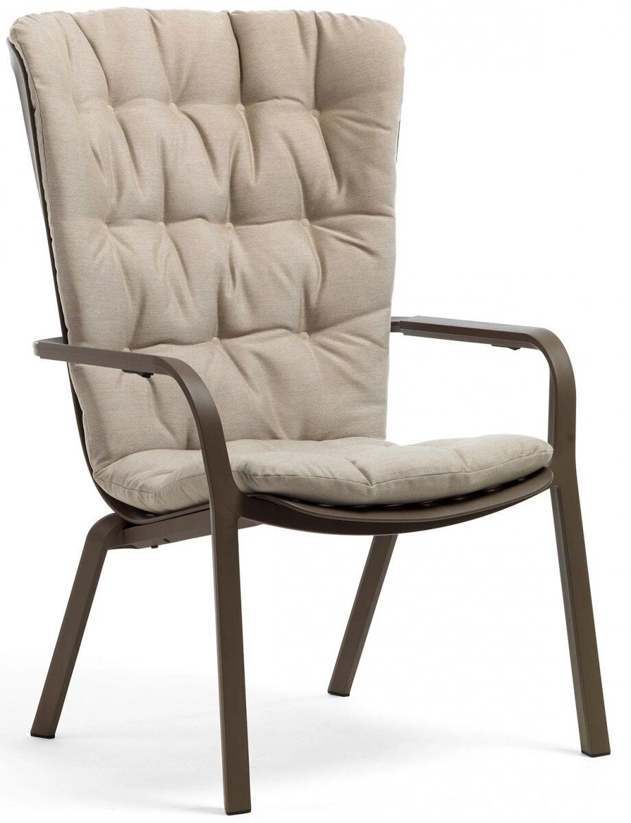 Лаунж-кресло пластиковое с подушкой Folio, табак, бежевый Nardi