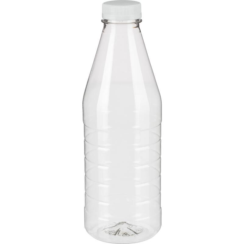 Бутылка с крышкой ПЭТ прозрачная 1 л широкое горло (77 штук в упаковке) NoName