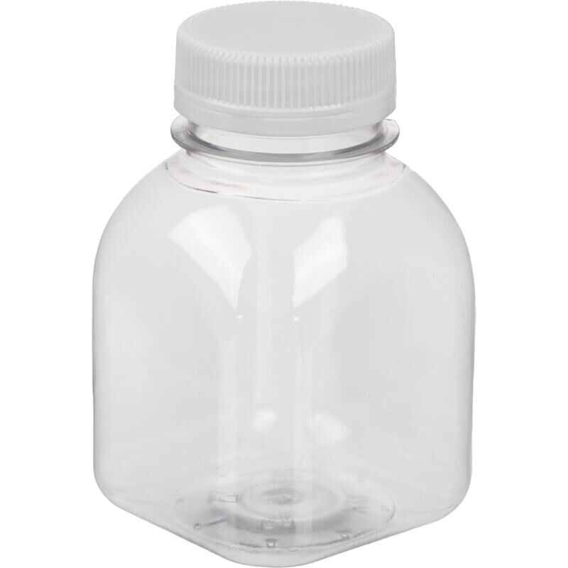 Бутылка с крышкой квадратная ПЭТ прозрачная 200 мл широкое горло (400 штук в упаковке) NoName