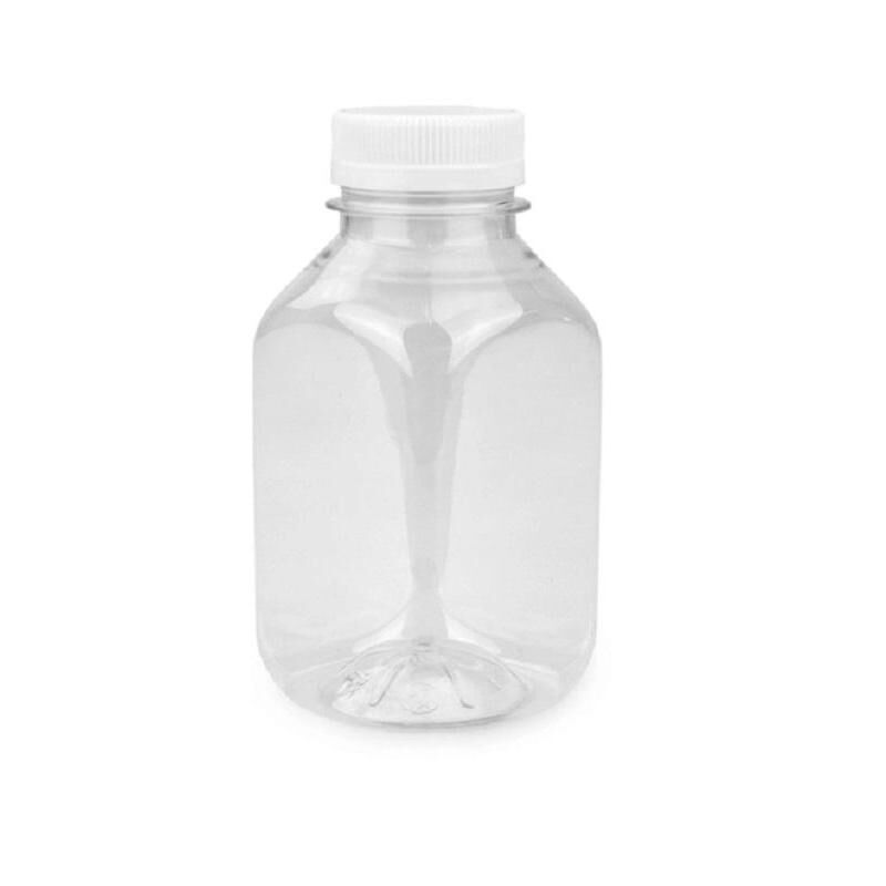 Бутылка с крышкой квадратная ПЭТ прозрачная 300 мл широкое горло (250 штук в упаковке) NoName