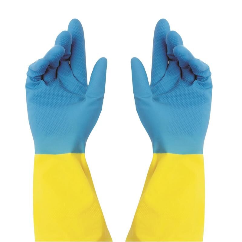 Перчатки латексные Bicolor усиленные синие/желтые (размер 9, L) NoName