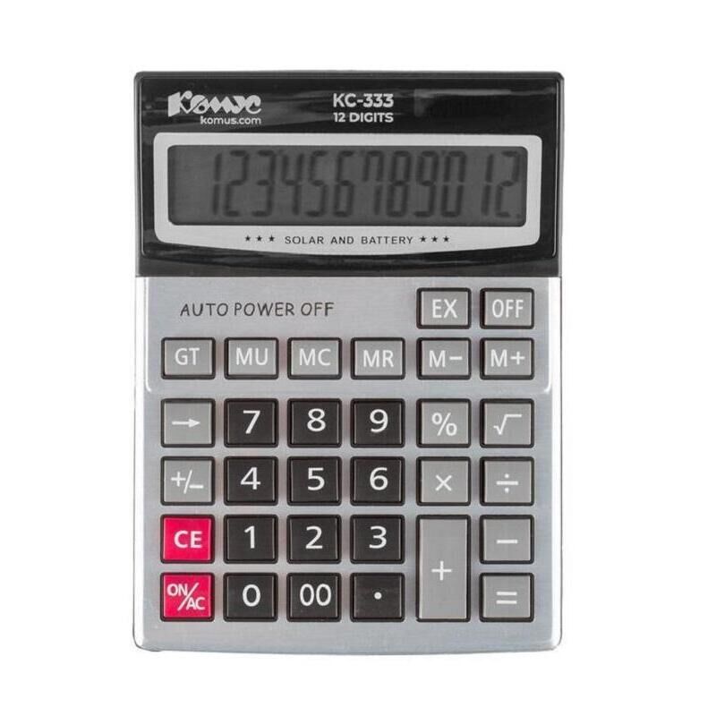 Калькулятор настольный Комус КС-333 12-разрядный серебристый 170x125x37 мм