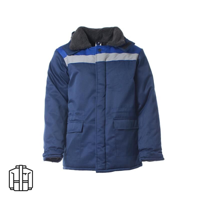 Куртка рабочая зимняя мужская Бригадир синяя/васильковая из смесовой ткани (размер 52-54, рост 170-176) NoName