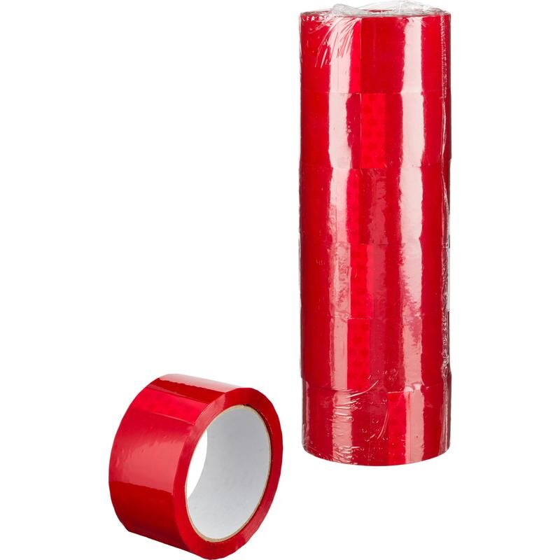 Клейкая лента упаковочная 48 мм х 66 м 45 мкм красная (6 штуки в упаковке) NoName