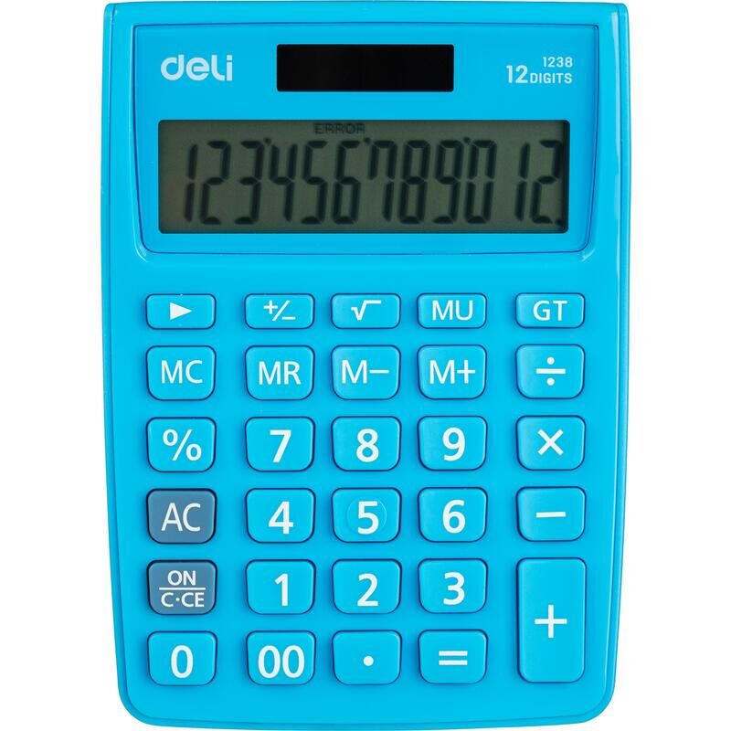 Калькулятор настольный Deli E1238 12-разрядный синий 145х104x27 мм