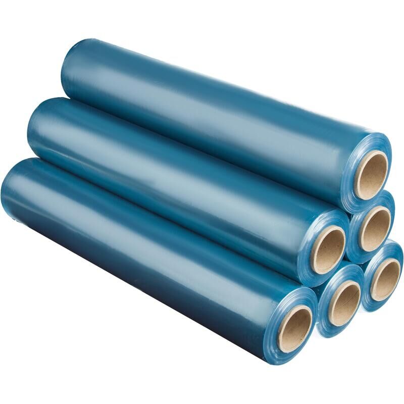 Стрейч-пленка для ручной упаковки смесовое сырье 2 кг 20 мкм х 220 м x 500 мм голубая (6 штук в упаковке) NoName