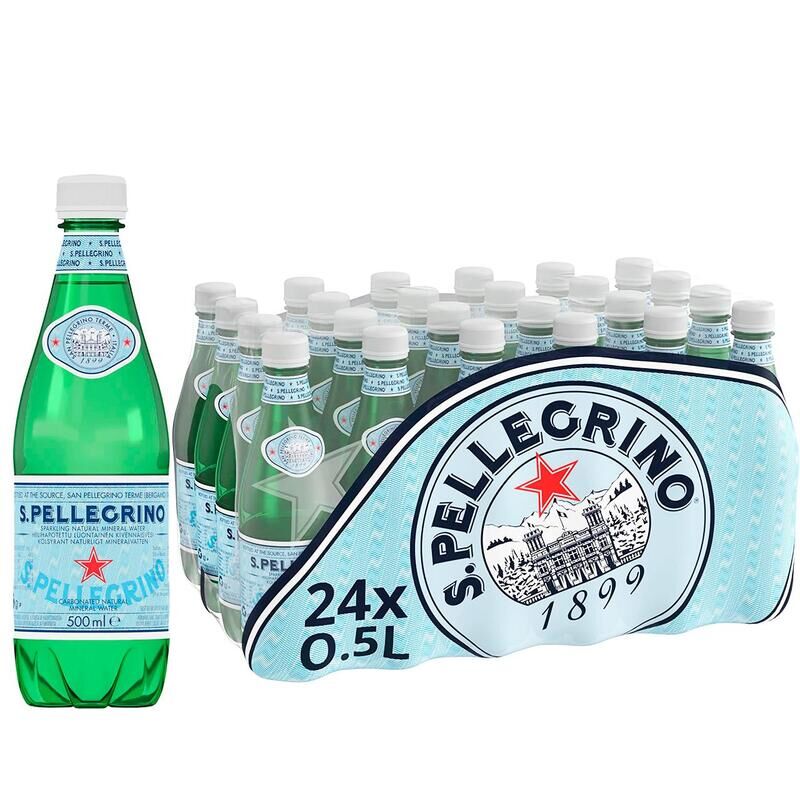 Вода минеральная S. Pellegrino газированная 0.5 л (24 штуки в упаковке) S.Pellegrino