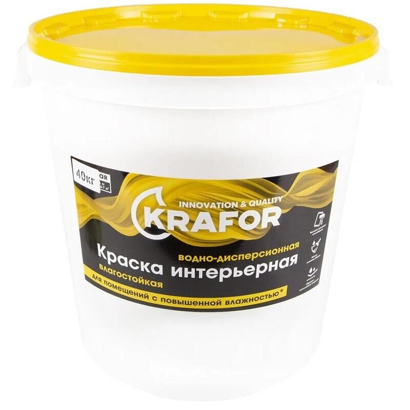 Краска для стен Krafor белая глубокоматовая 40 кг (918)