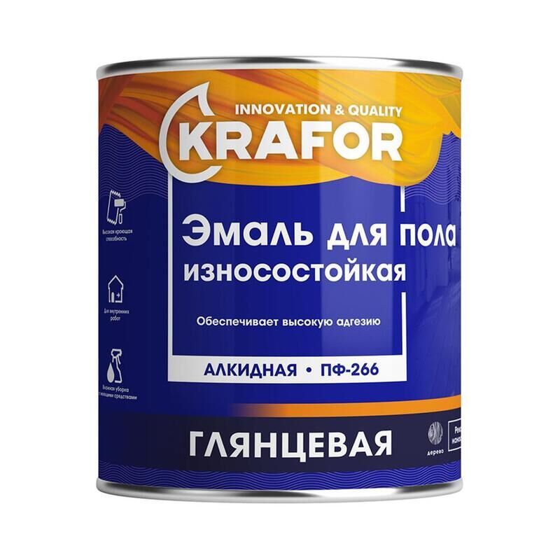 Эмаль для пола Krafor красно-коричневая глянцевая 20 кг