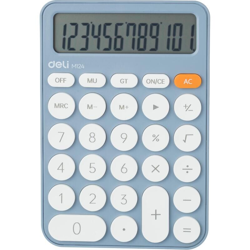 Калькулятор настольный Deli EM124 12 разрядный голубой 160x107x28 мм