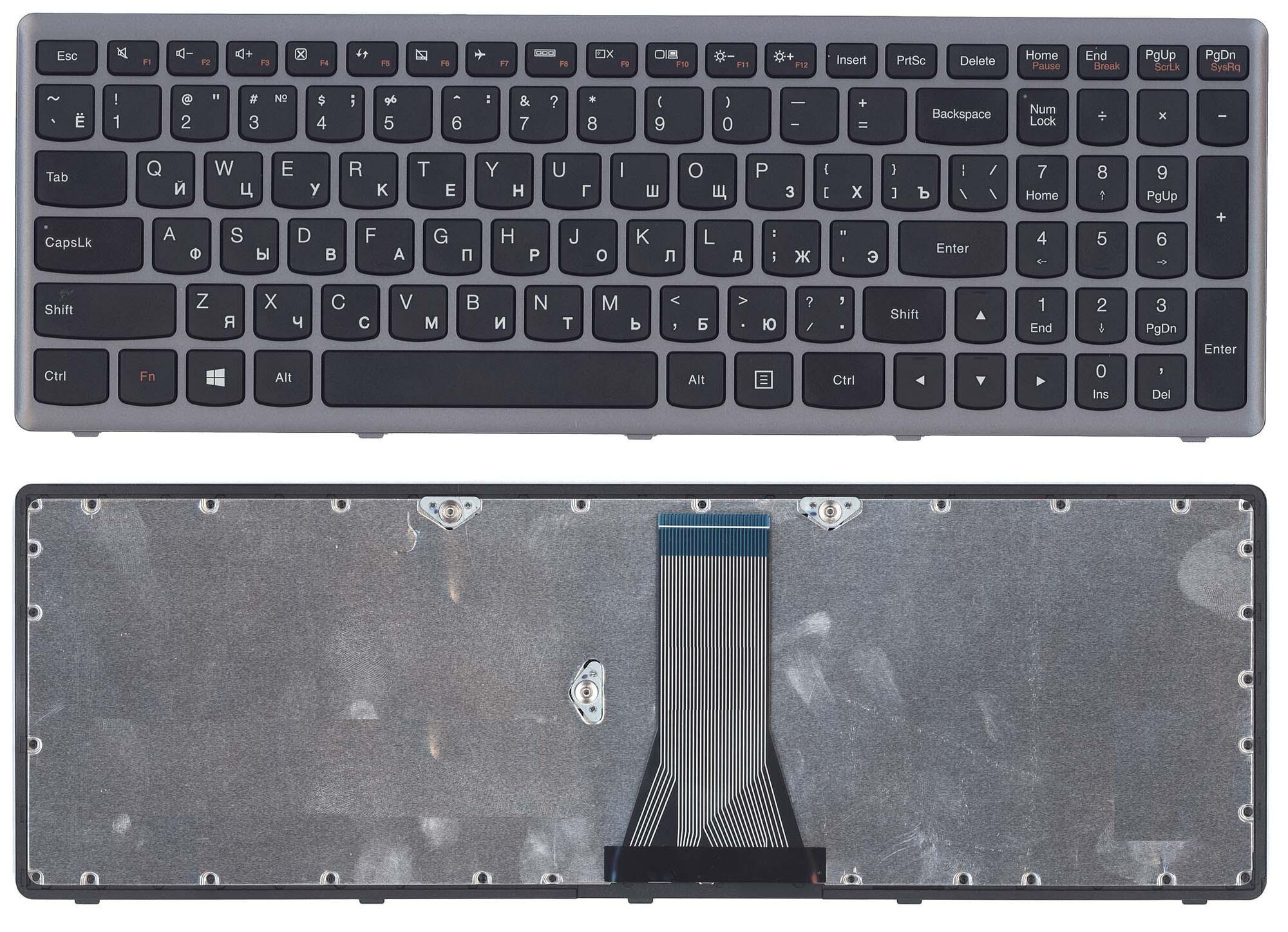 Клавиатура для ноутбука Lenovo G500S G505S серая рамка p/n: MP-12U73US-686, T6E1, 25211080, 25211050