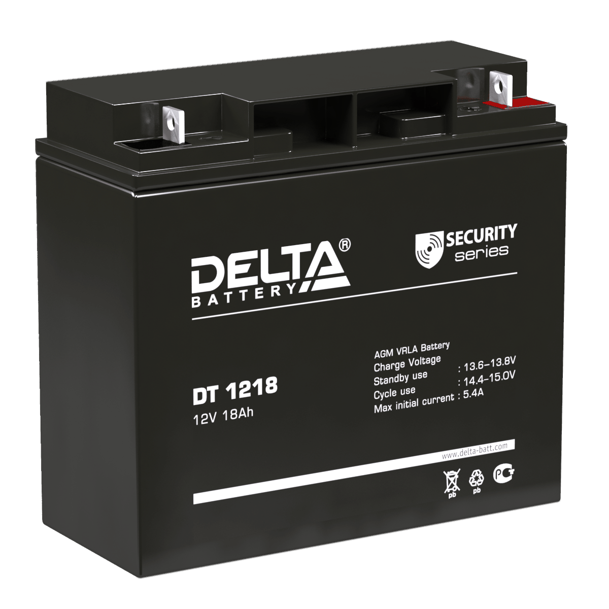 Аккумуляторная батарея 12-18 (12В, 18Ач) Delta DT 1218
