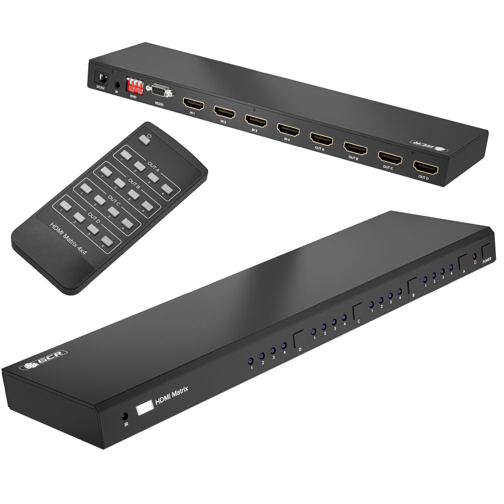 Матричный переключатель HDMI 4х4, 4 устройства к 4 мониторам 4K30Hz HDCP 1.4 RS232 EDID