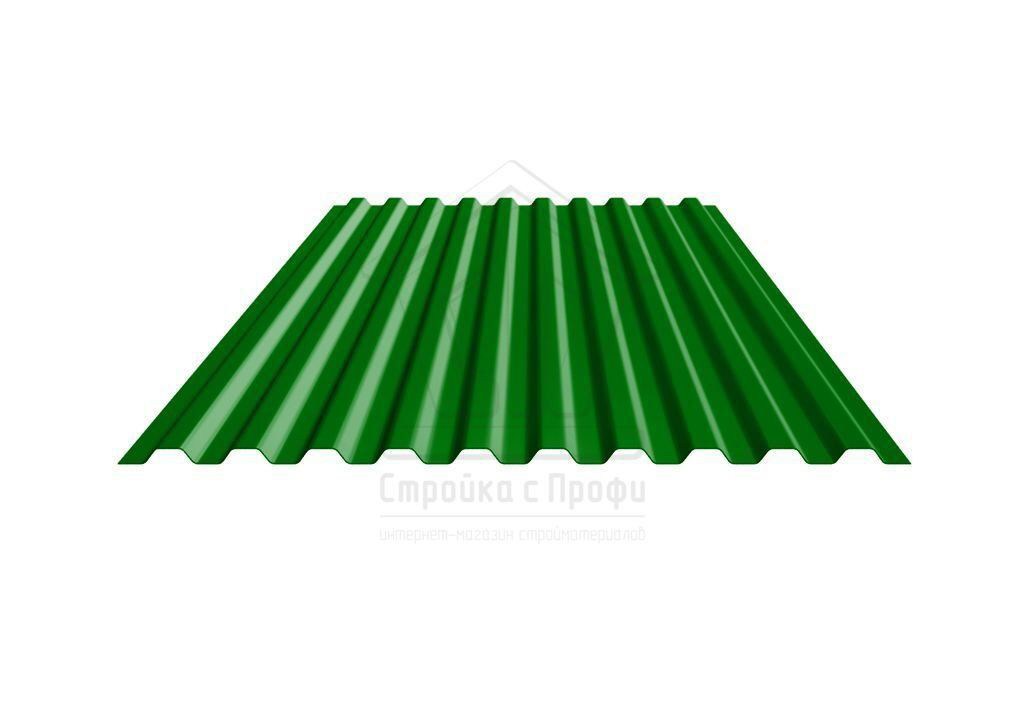 Профнастил С21 0,7 мм RAL6002 зеленый лист