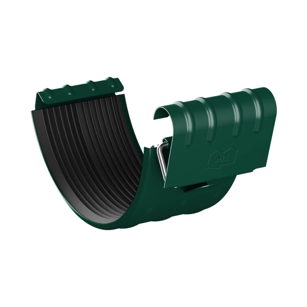 Соединитель желоба d125 мм водостока RAL 6005 Зеленый металлический Металл Профиль