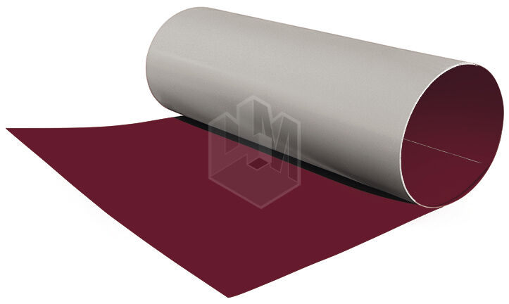 Гладкий плоский лист рулонной стали RAL3005 Красное Вино ширина 1,25 толщина 0,65 мм