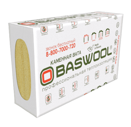 Теплоизоляция BASWOOL ВЕНТ ФАСАД-70 1200х600х50 (4,32м2/0,216м3/6плит)