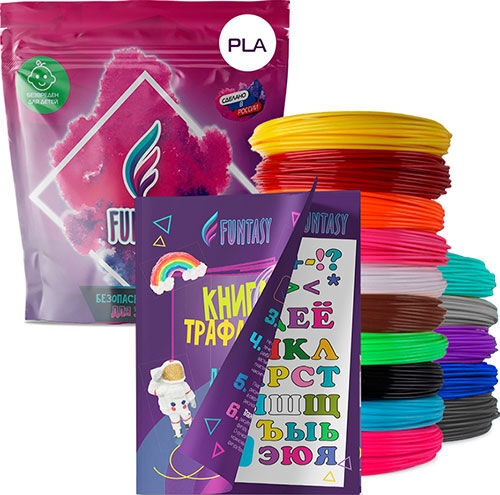 Набор для 3Д творчества Funtasy PLA-пластик 15 цветов + Книжка с трафаретами