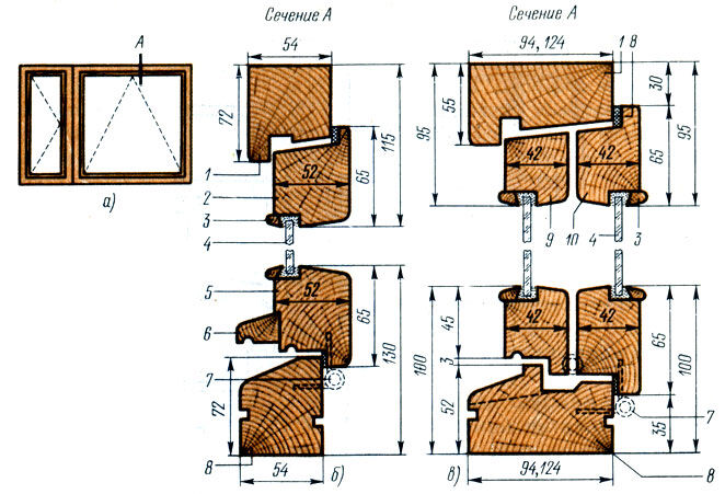Чертеж деревянного стеклопакета