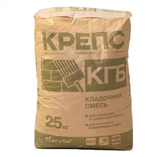 Кладочная смесь для ячеистых блоков Крепс КГБ 25 кг