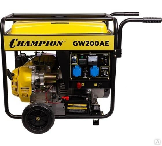Генератор бензиновый-сварочник Champion GW200AE, 5,0 кВт, 4-х тактный двиг, 220 В, 50-140А, ф 4 мм, 220 В, 85,5 кг