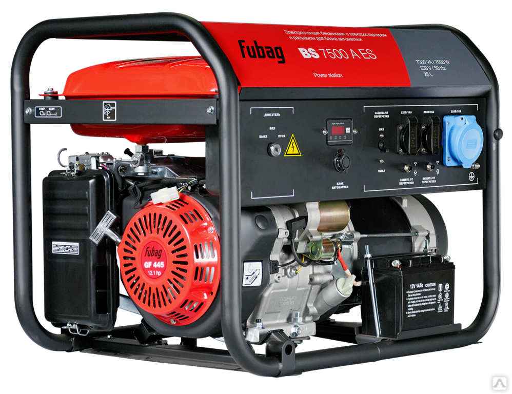 Генератор бензиновый Fubag BS 7500 A ES, 7, 5 кВт, 4-х тактный двиг, 220 В, 93 кг, эл. стартер, подкл. автоматики