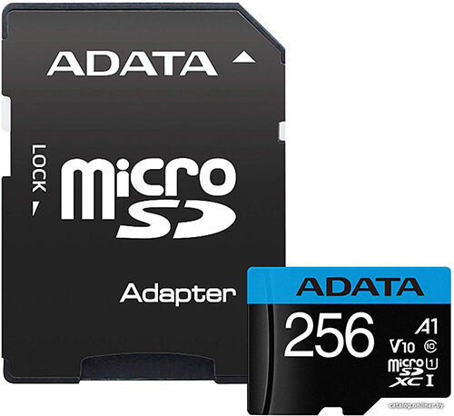 Карта памяти ADATA MICRO, SDXC, 256 GB, W/AD (AUSDX256GUICL10A1-RA1) MICRO SDXC 256 GB W/AD (AUSDX256GUICL10A1-RA1)