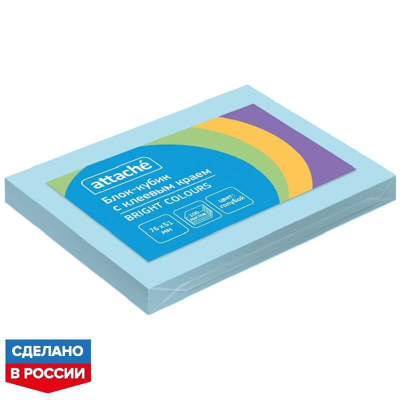 Стикеры Attache Simple 76х51 мм пастельные голубые (1 блок на 100 листов)