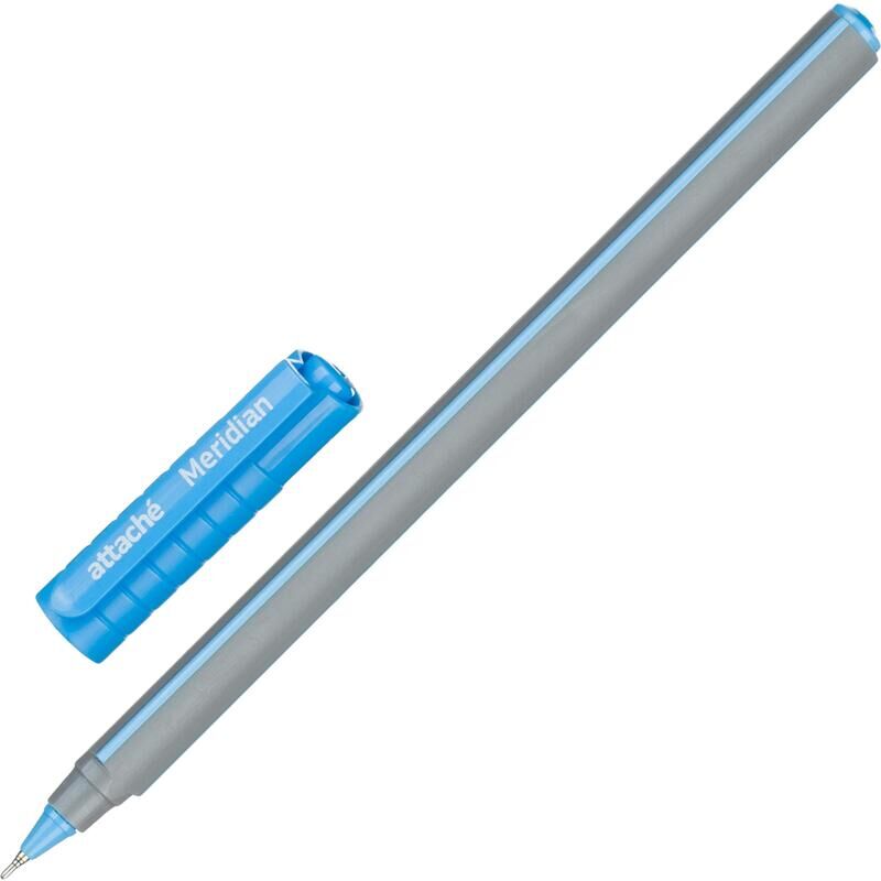 Ручка шариковая Attache Meridian синяя корпус soft touch (серо-голубой корпус, толщина линии 0.35 мм)