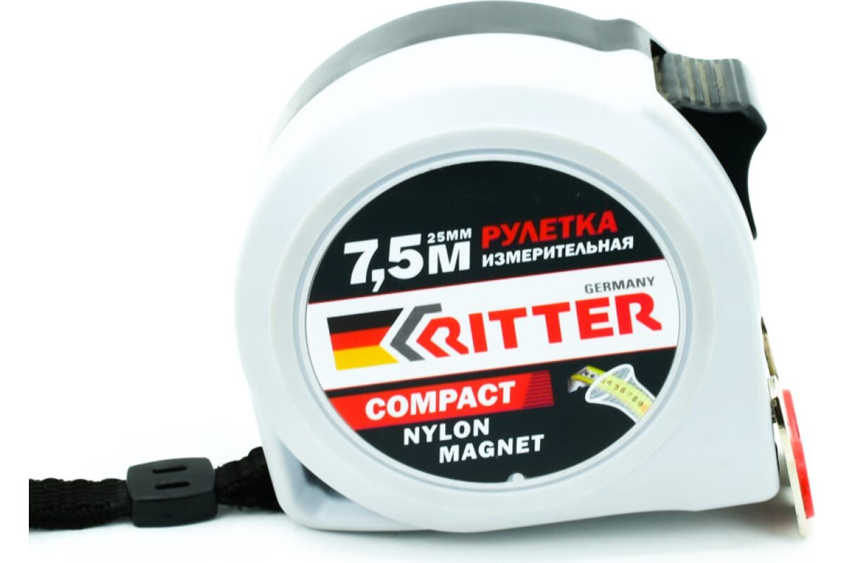 Рулетка Ritter Compact измерительная 7,5м х 25мм, магнит, двухстороняя, нейлоновое покрытие (шт) HT503725