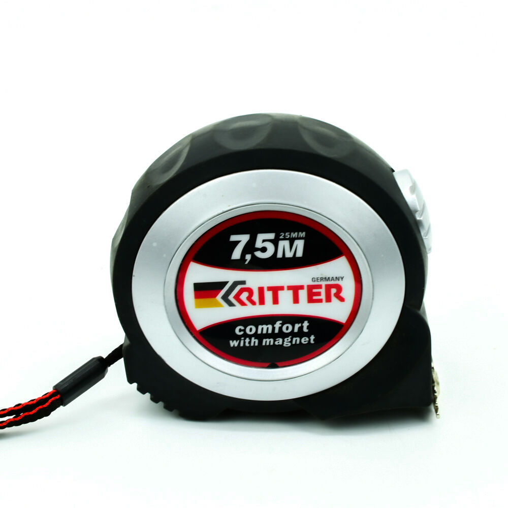Рулетка Ritter Comfort измерительная 7,5м х 25мм, автостоп, магнит, обрезиненная ударопрочн (шт) HT501725