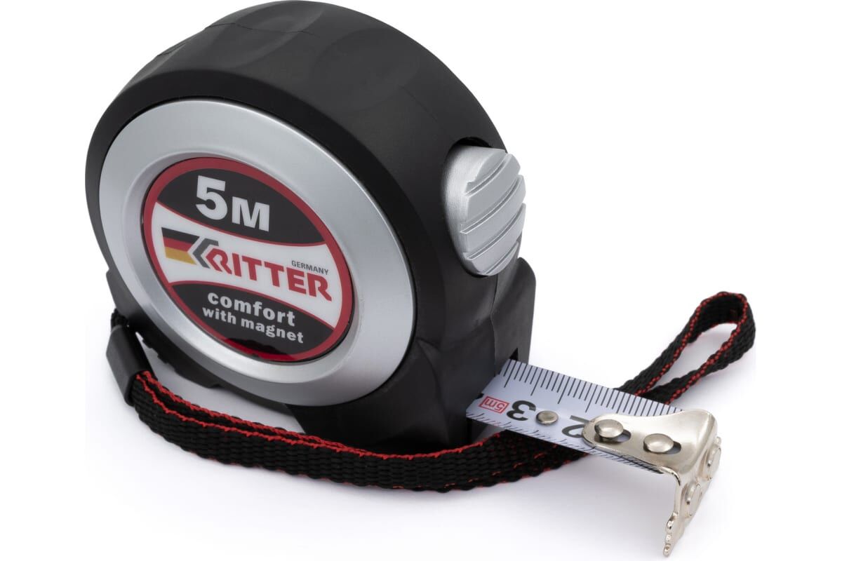 Рулетка Ritter Comfort измерительная 5м х 25мм, автостоп, магнит, обрезиненная ударопрочная (шт) HT501525