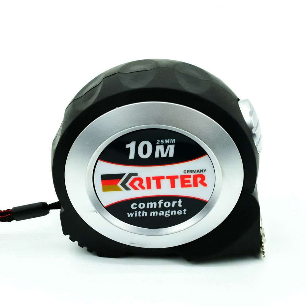 Рулетка Ritter Comfort измерительная 10м х 25мм, автостоп, магнит, обрезиненная ударопрочна (шт) HT501025