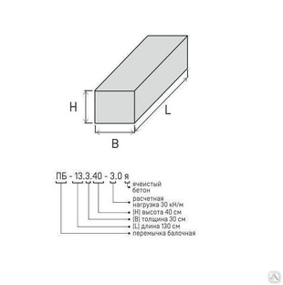 Перемычка из ячеистого бетона ПБ-13.3.40-4.3Я 