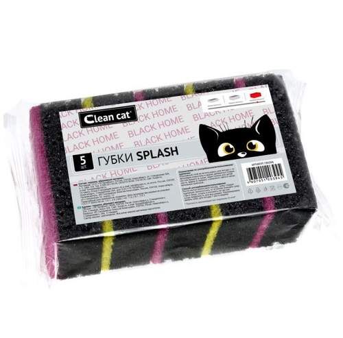 Губка для посуды CleanCat Black Home Splash XL 5 шт 10.7х6х3см ГКК398